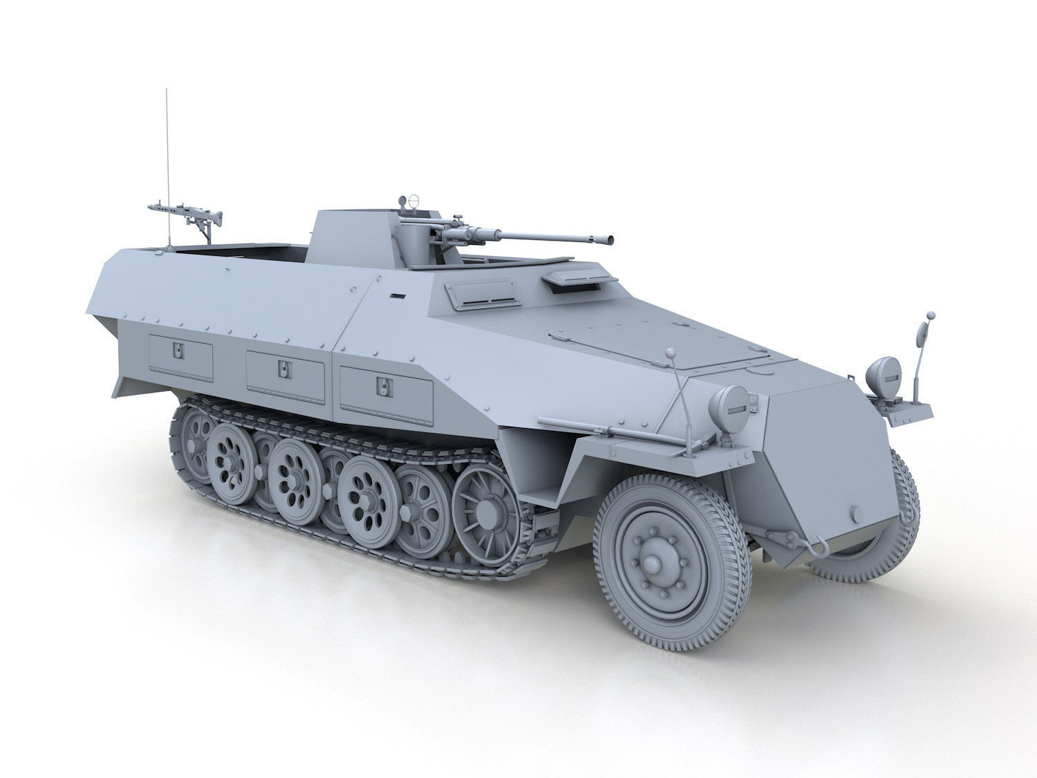 SDKFZ 251 Ausf D - Anti-Aircraft Vehicle 3D model_9