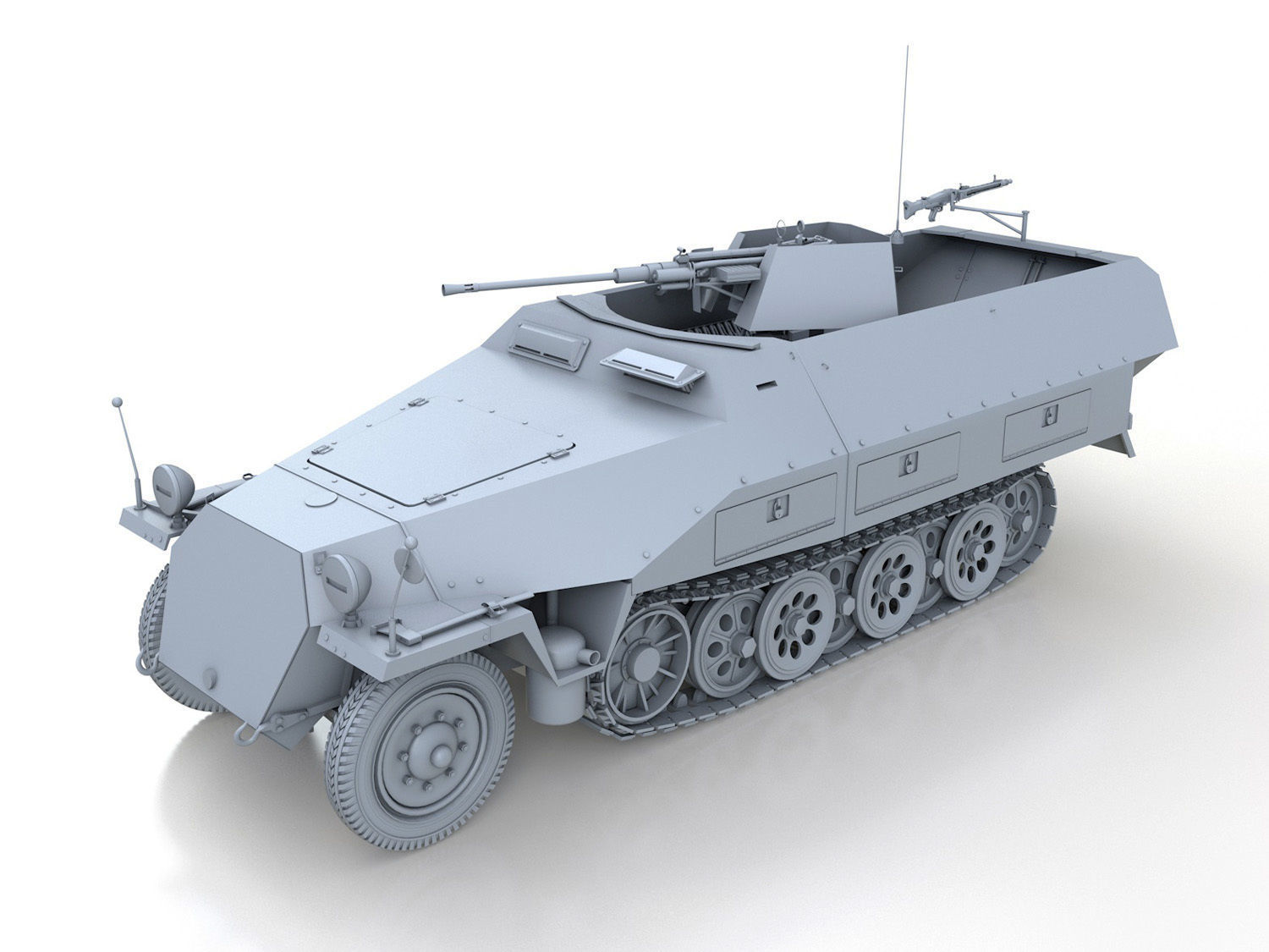 SDKFZ 251 Ausf D - Anti-Aircraft Vehicle 3D model_2