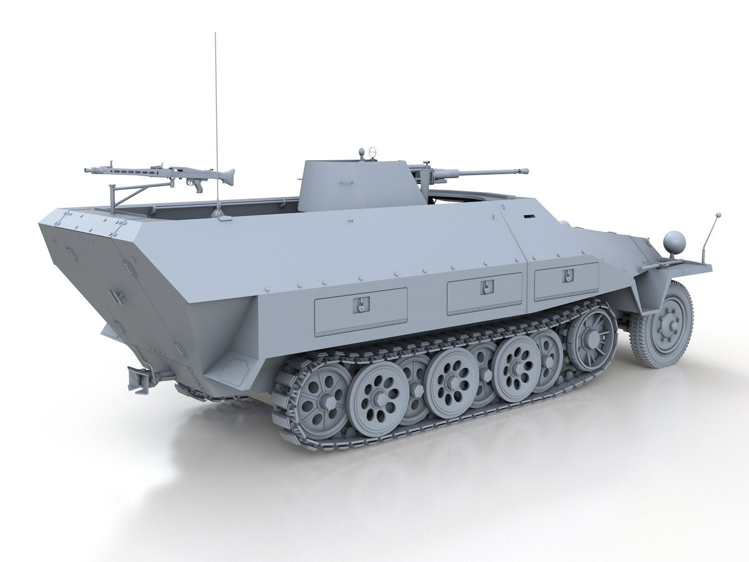 SDKFZ 251 Ausf D - Anti-Aircraft Vehicle 3D model_7