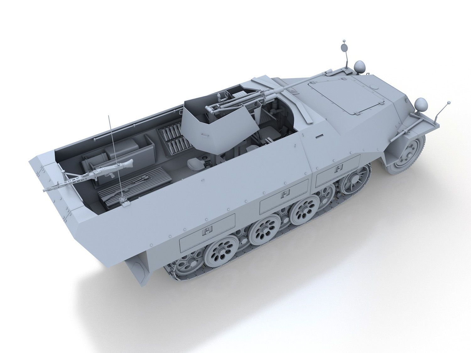SDKFZ 251 Ausf D - Anti-Aircraft Vehicle 3D model_6