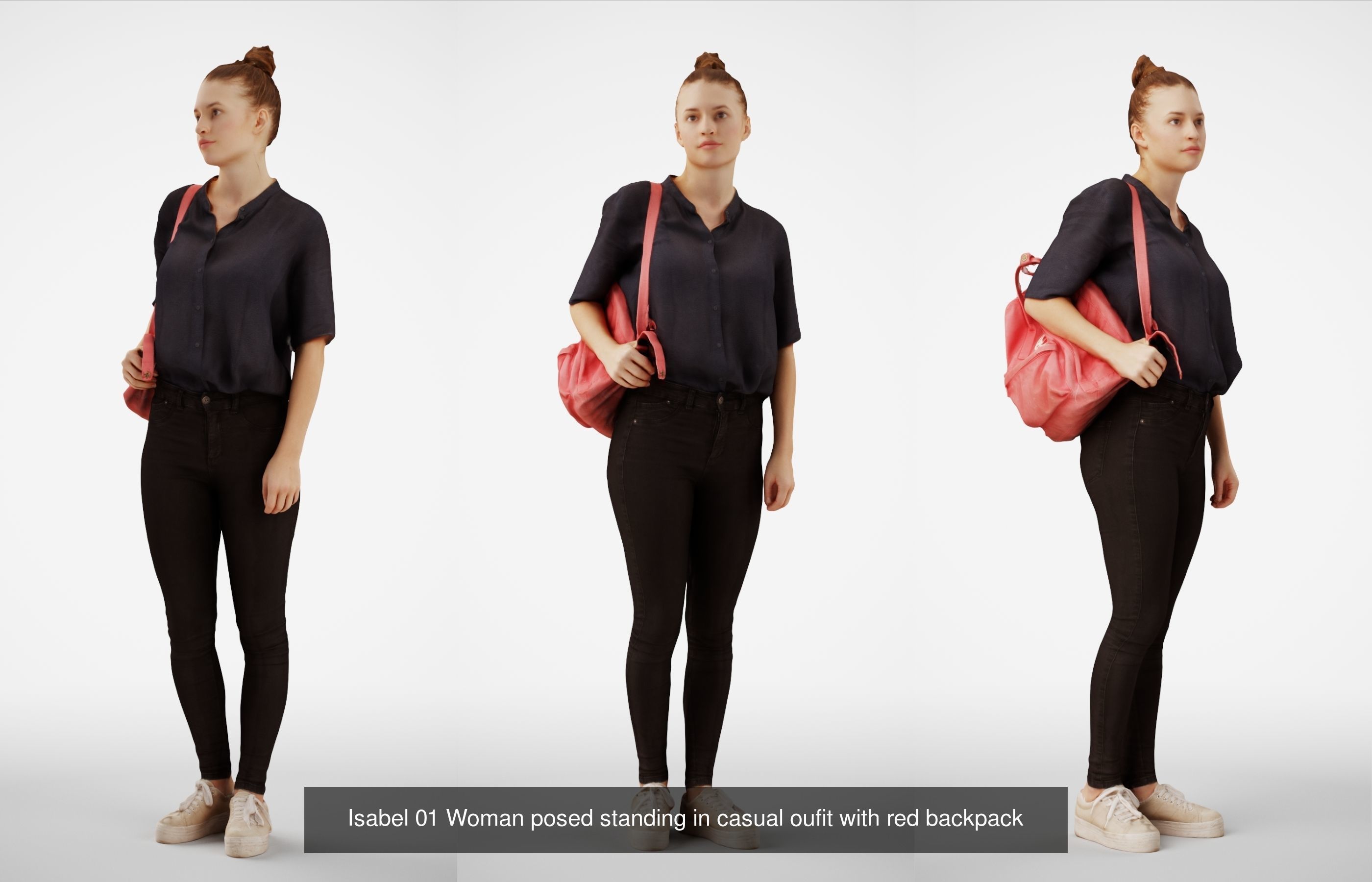 Isabel Woman Fashionsta Casual posed in  5 Poses 3D Model Collection_2