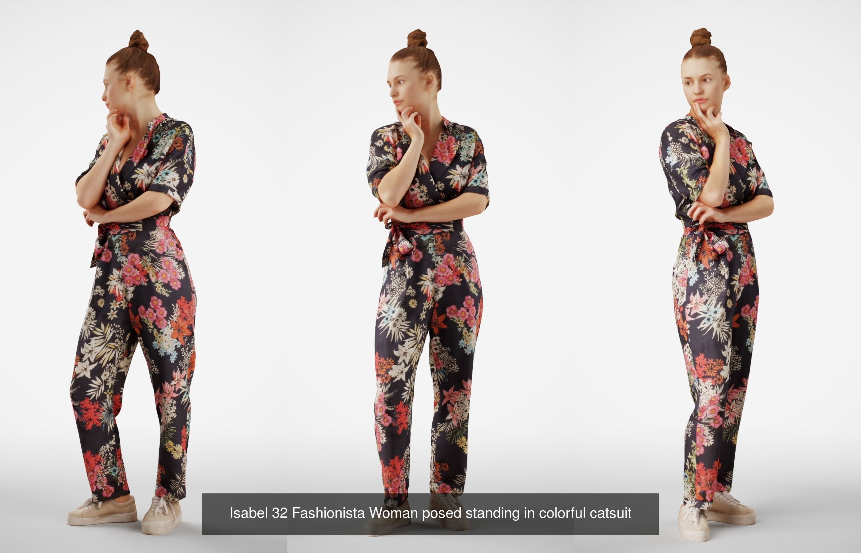 Isabel Woman Fashionsta Casual posed in  5 Poses 3D Model Collection_4