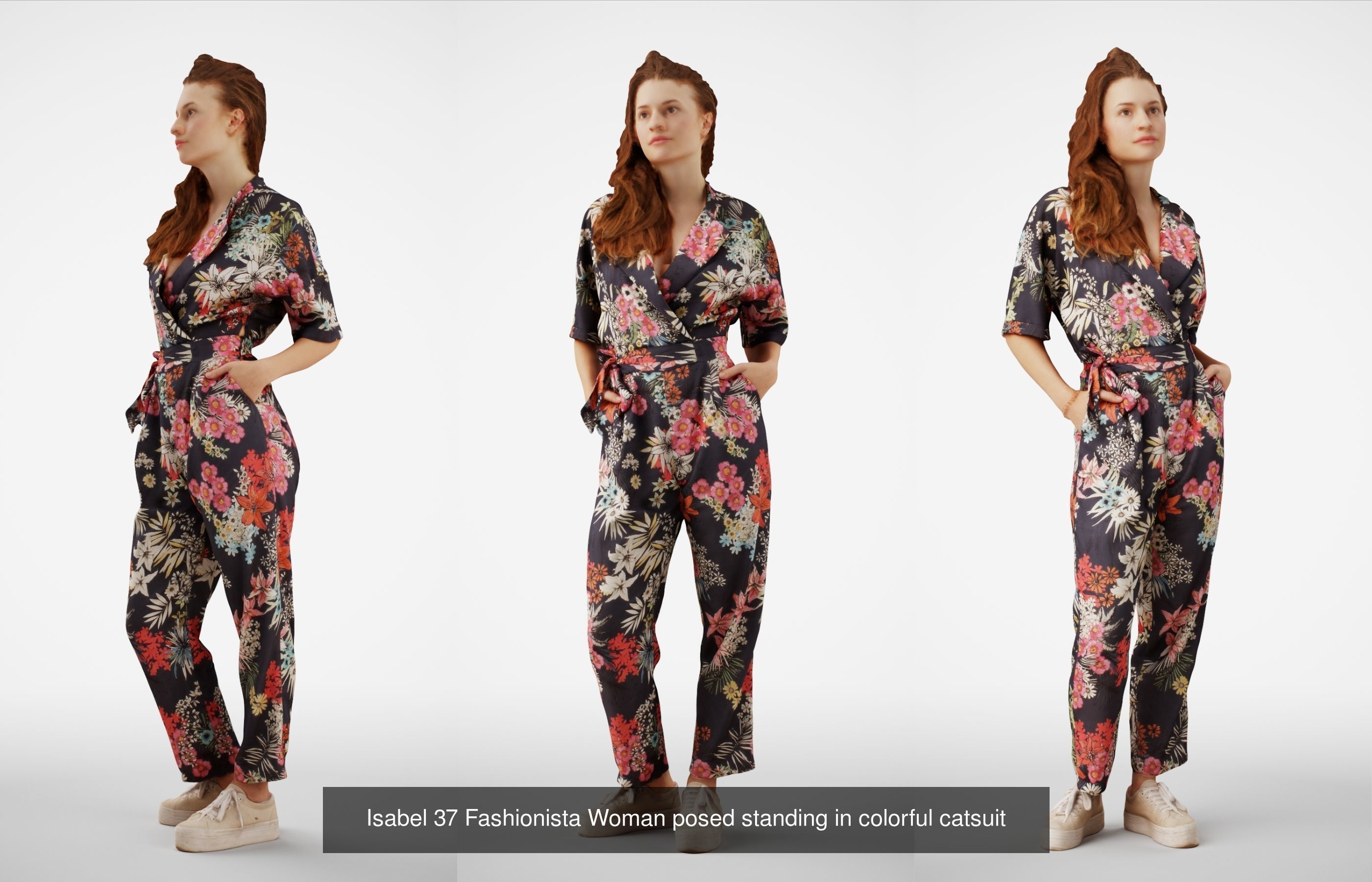 Isabel Woman Fashionsta Casual posed in  5 Poses 3D Model Collection_5
