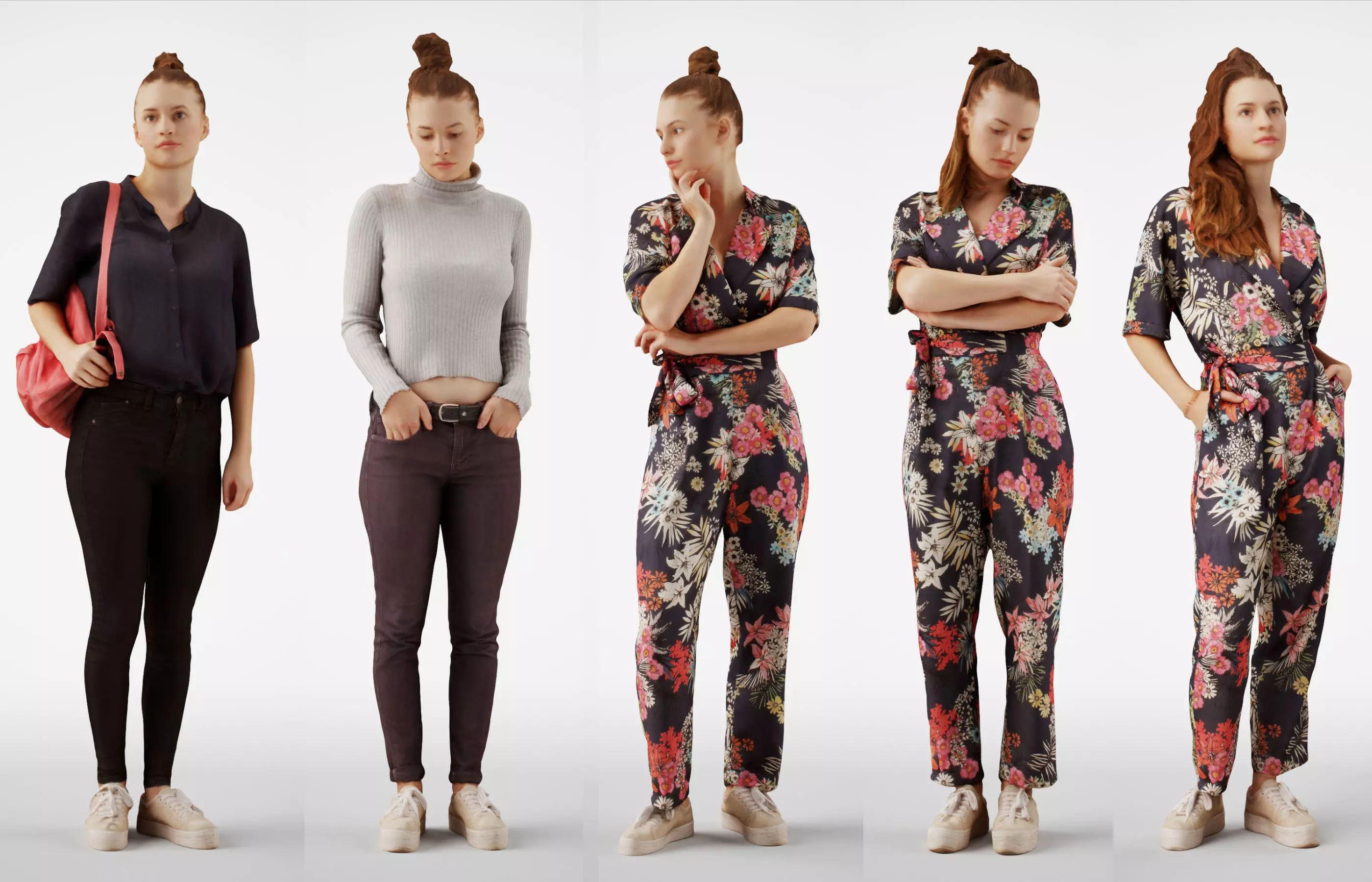 Isabel Woman Fashionsta Casual posed in  5 Poses 3D Model Collection_0