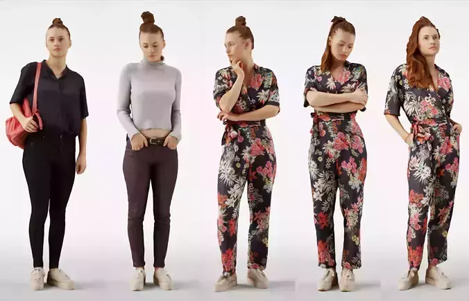 Isabel Woman Fashionsta Casual posed in  5 Poses 3D Model Collection