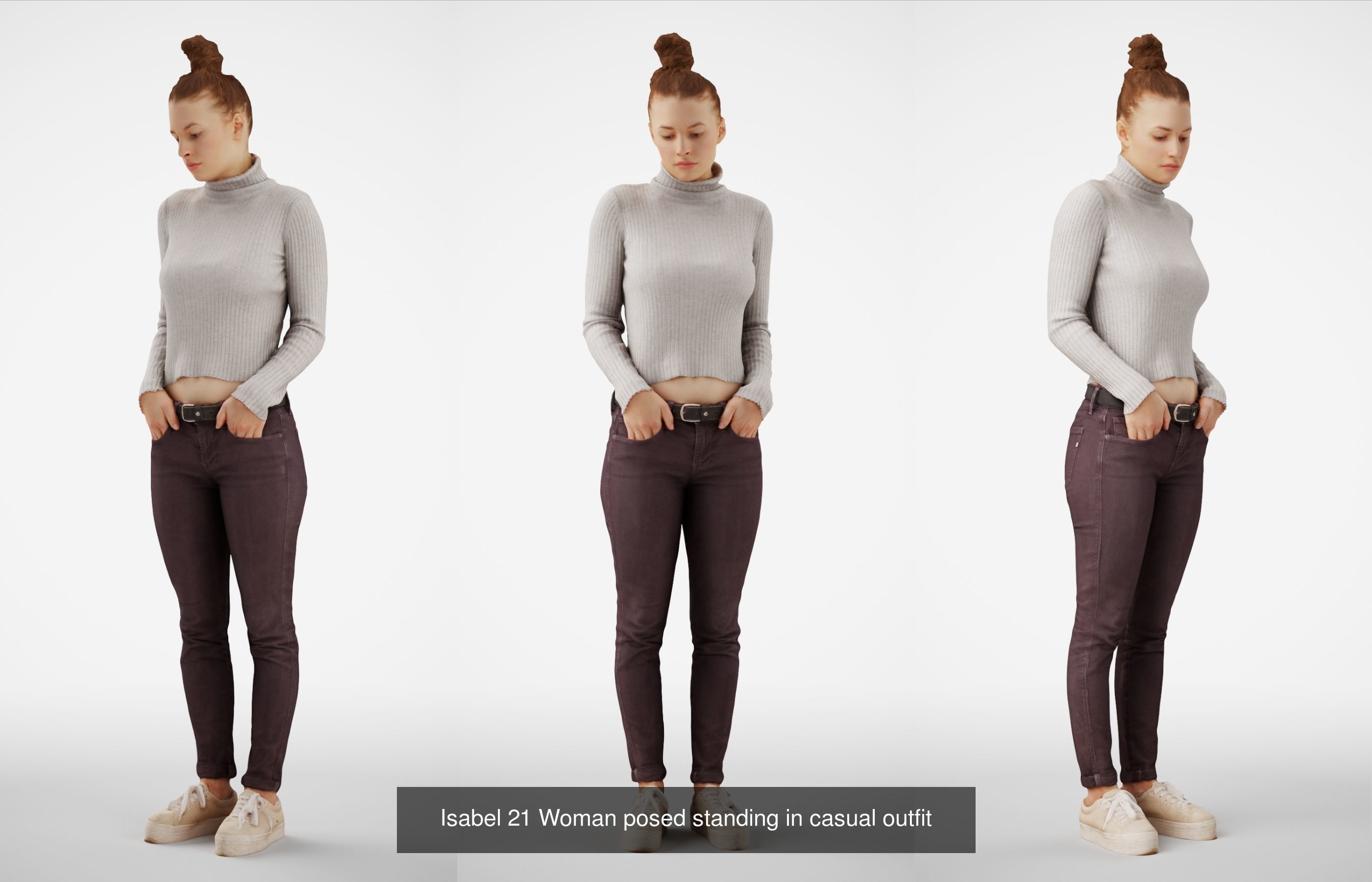 Isabel Woman Fashionsta Casual posed in  5 Poses 3D Model Collection_3