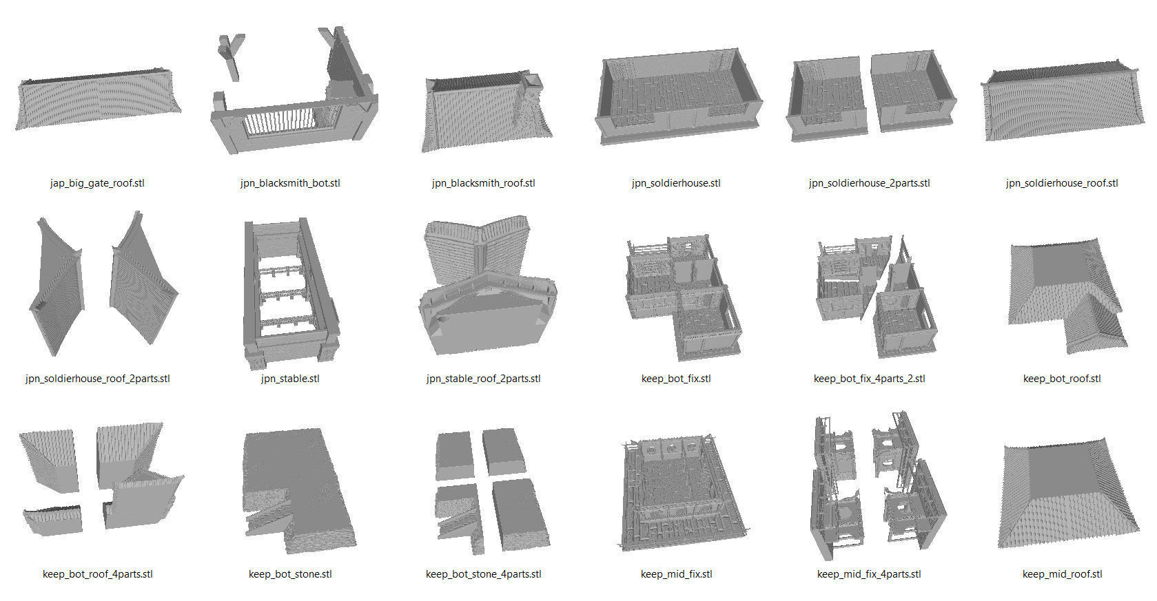 3D print modular Asia or Shogun Castle SET OPENLOCK  3D print model_7