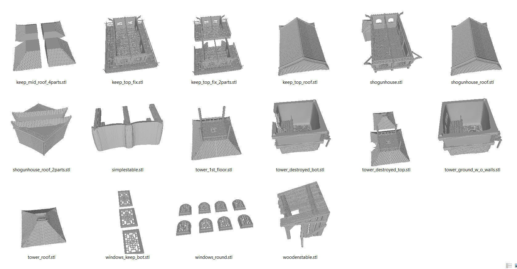 3D print modular Asia or Shogun Castle SET OPENLOCK  3D print model_6