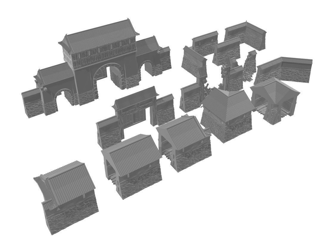 3D print modular Asia or Shogun Castle SET OPENLOCK  3D print model_5