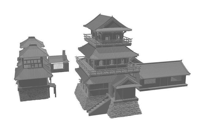 3D print modular Asia or Shogun Castle SET OPENLOCK  3D print model