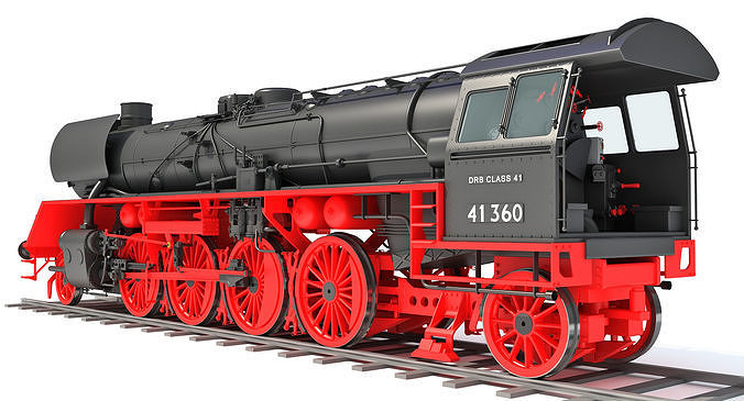 Black Steam Locomotive 3D model