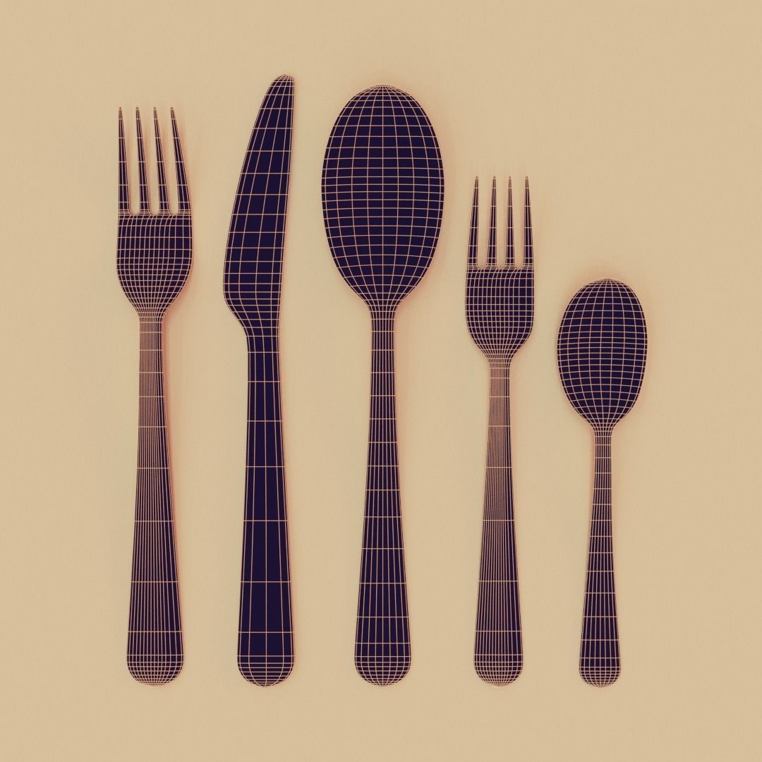 cutlery set spoon 3D model_8