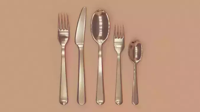 cutlery set spoon 3D model