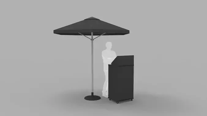 Valet Parking Podium with Umbrella 3D model