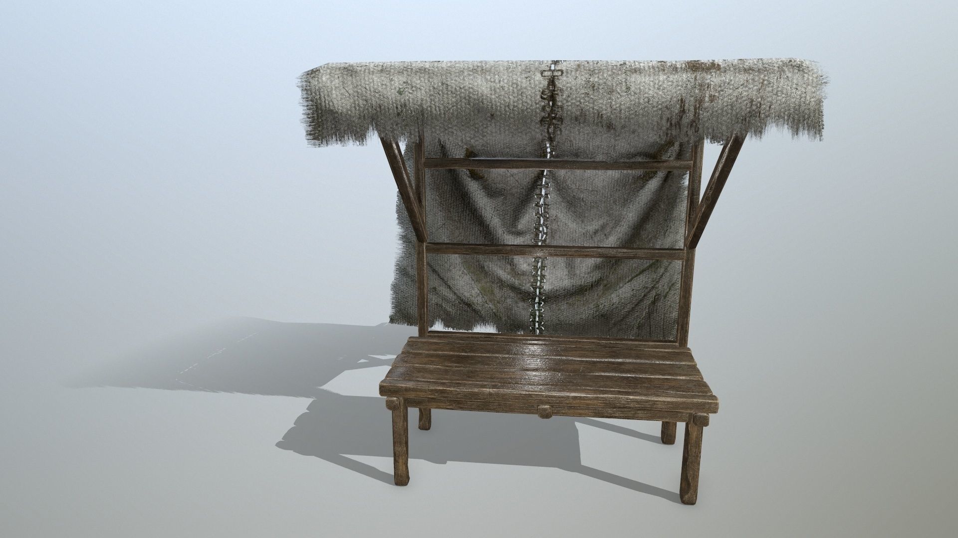 market bench Low-poly 3D model_8
