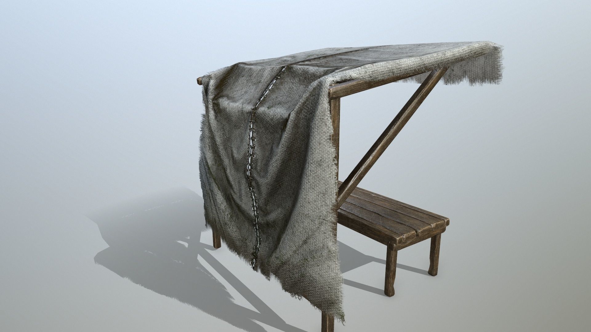 market bench Low-poly 3D model_4