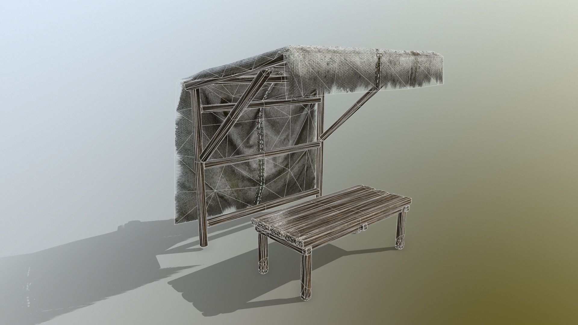 market bench Low-poly 3D model_10