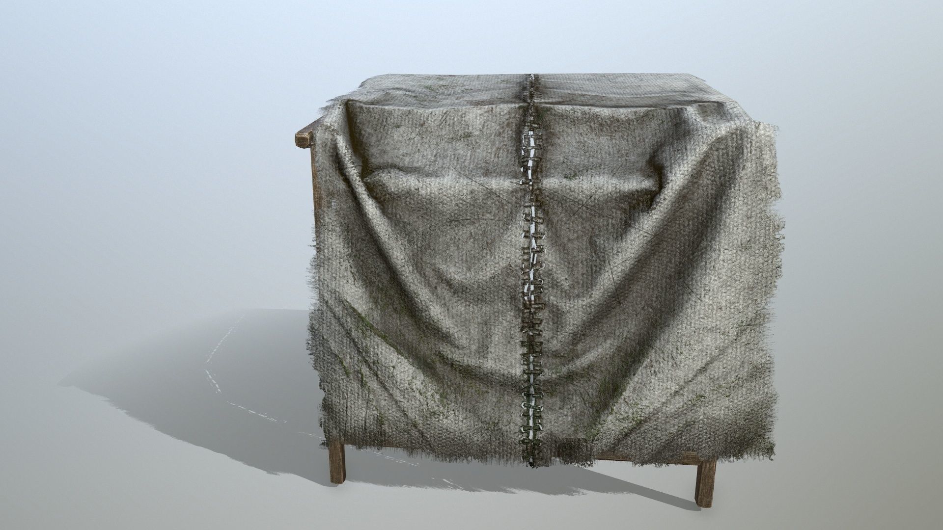 market bench Low-poly 3D model_5