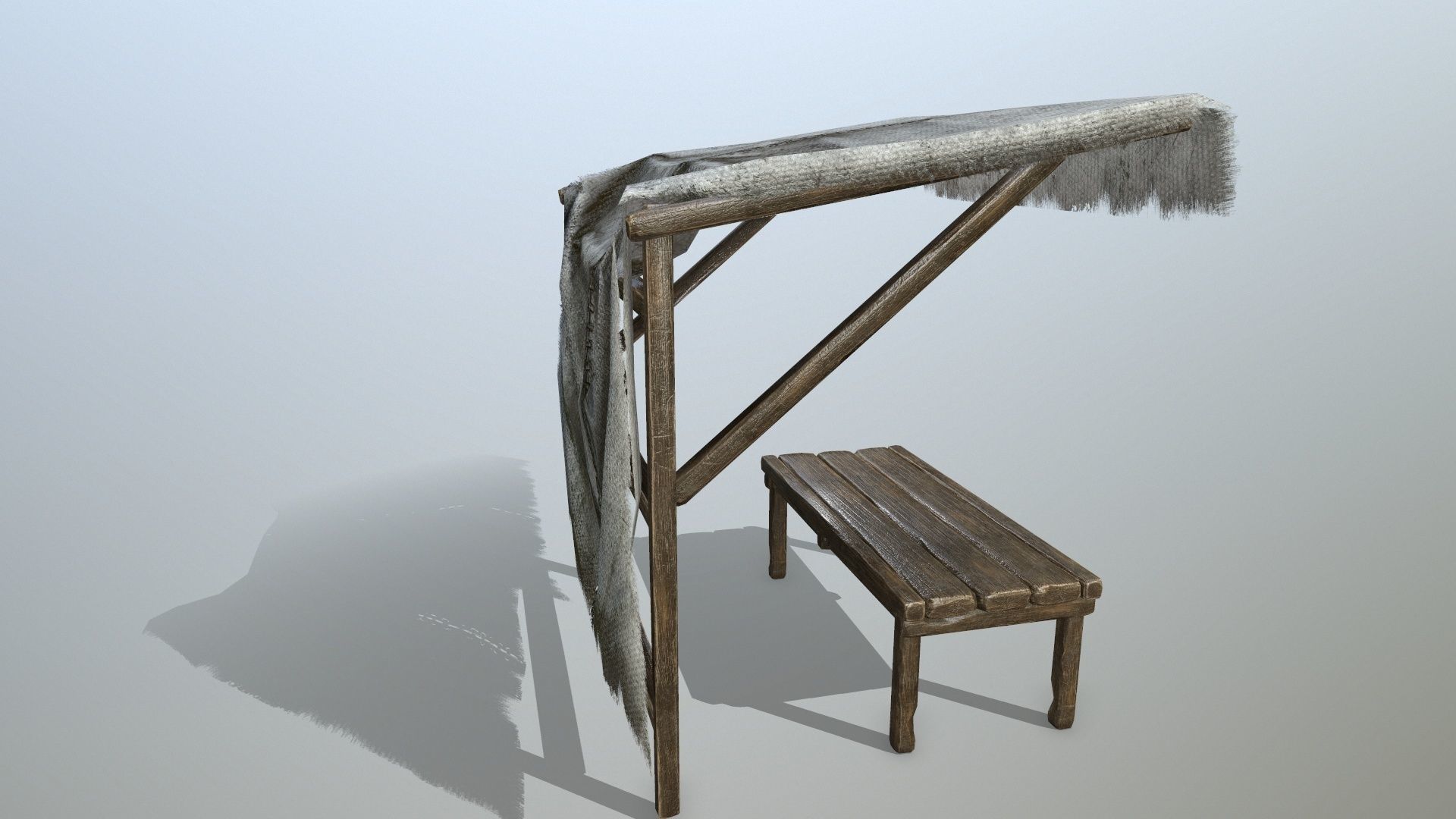 market bench Low-poly 3D model_3