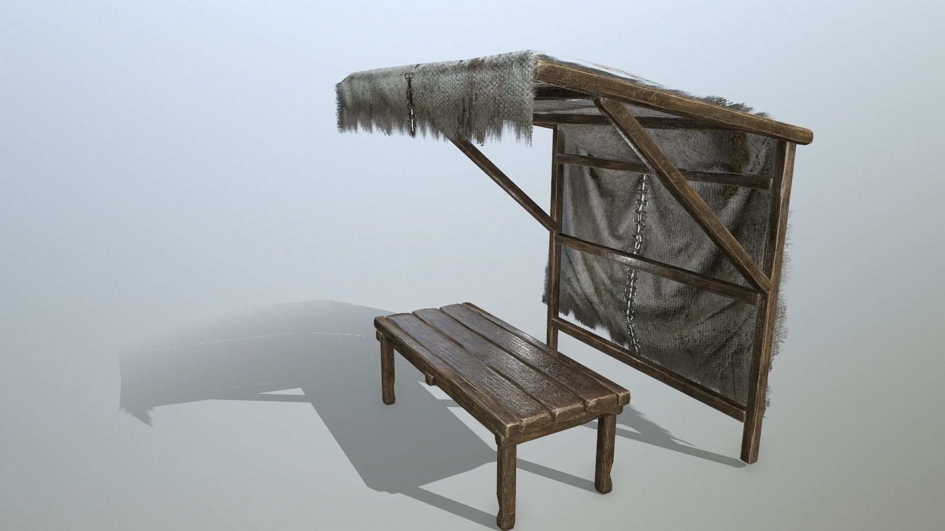 market bench Low-poly 3D model_7