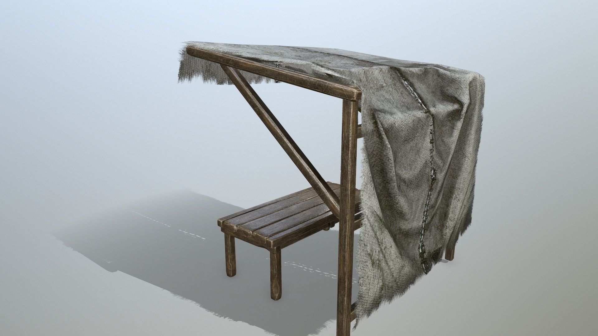 market bench Low-poly 3D model_6
