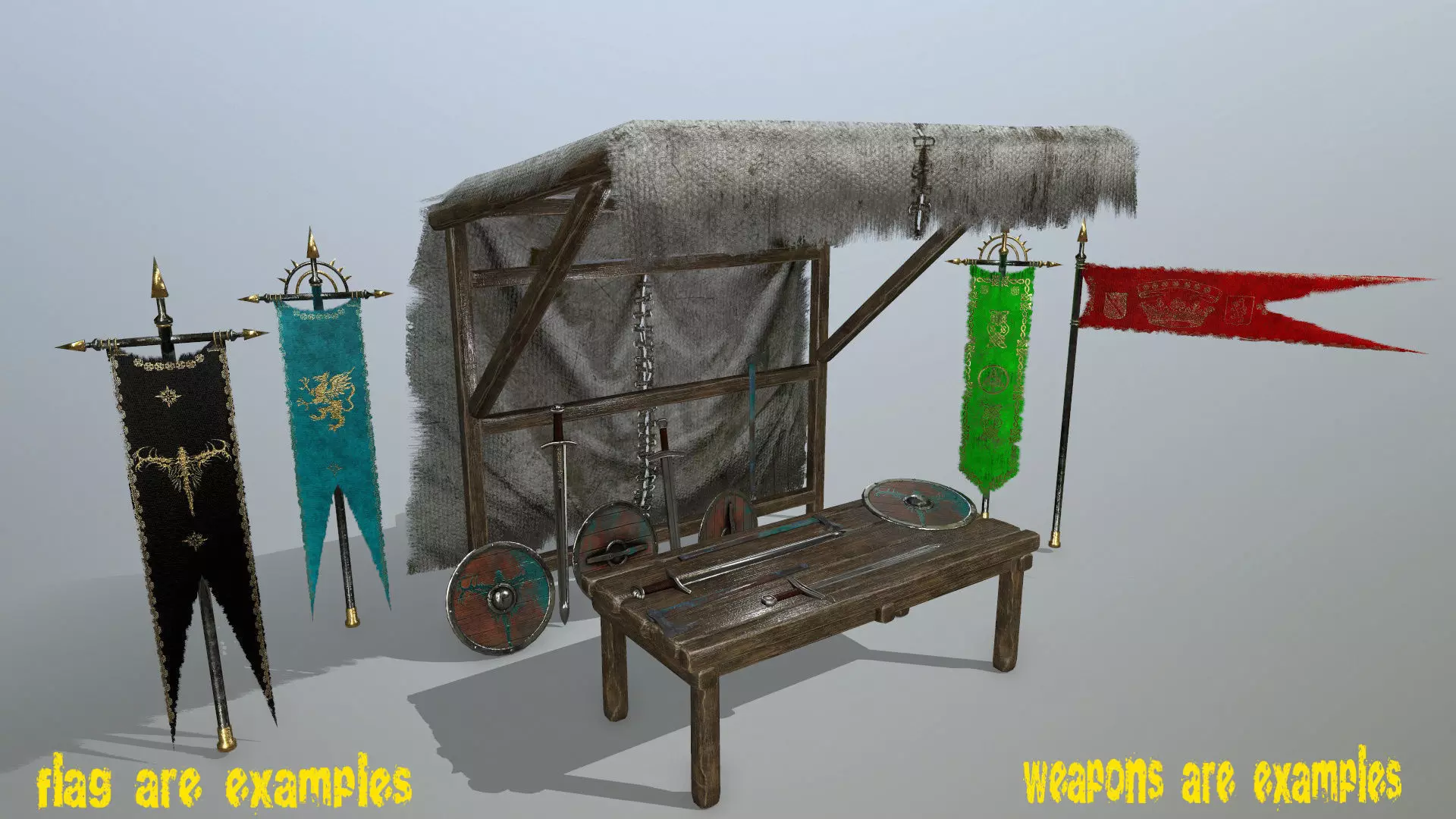 market bench Low-poly 3D model_0