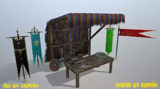 market  bench Low-poly 3D model