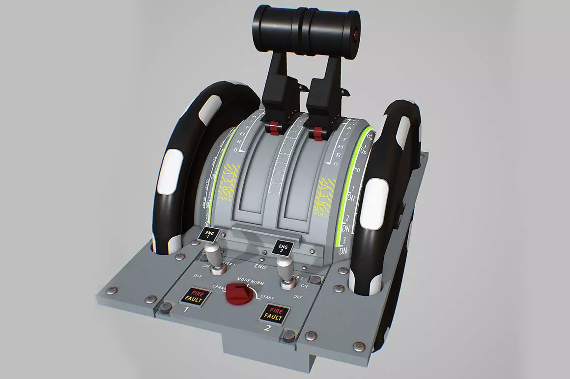 Throttle Quadrant Low-poly 3D model_0