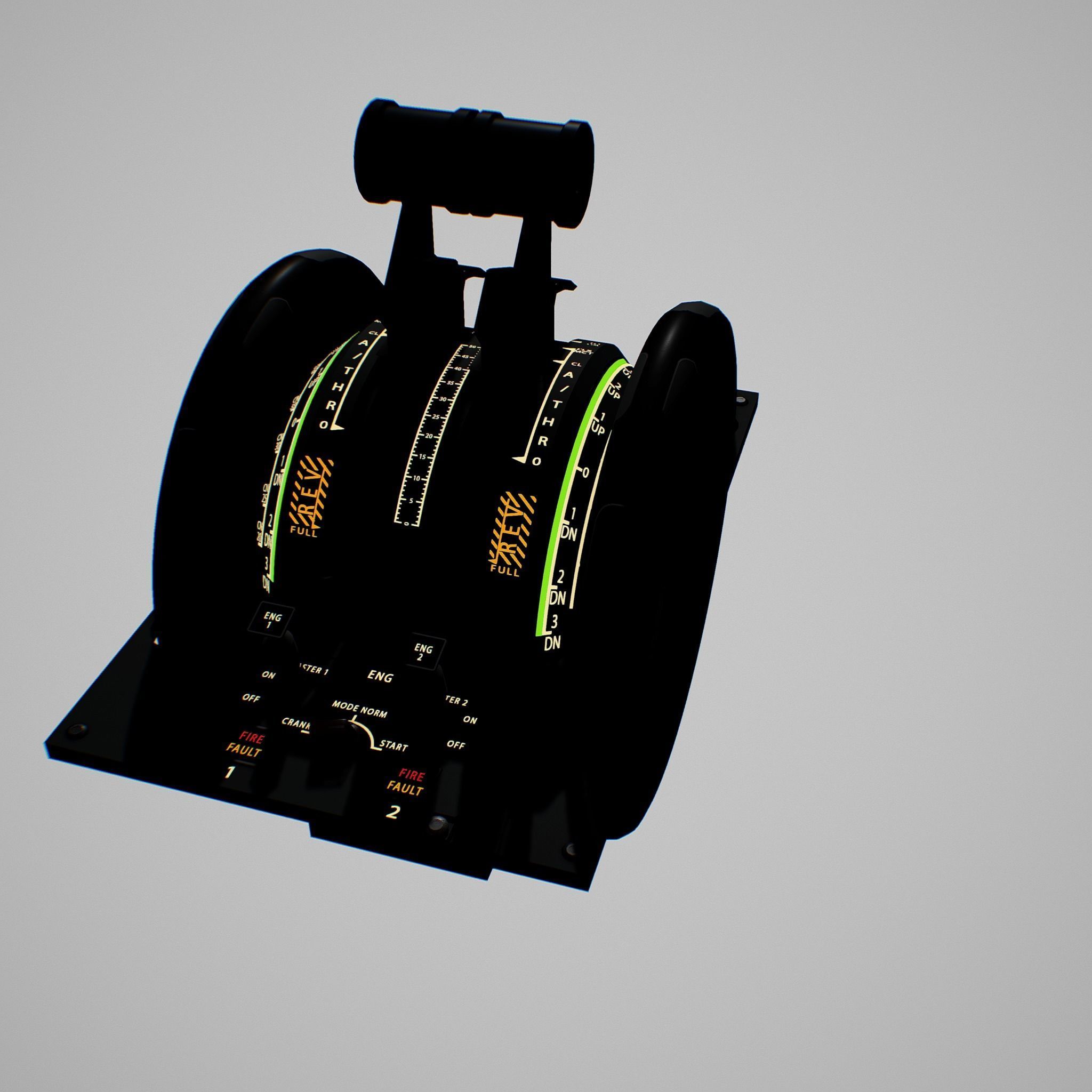 Throttle Quadrant Low-poly 3D model_11