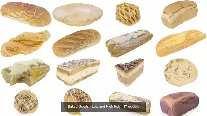 Baked Goods - Low and High Poly 3D Model Collection