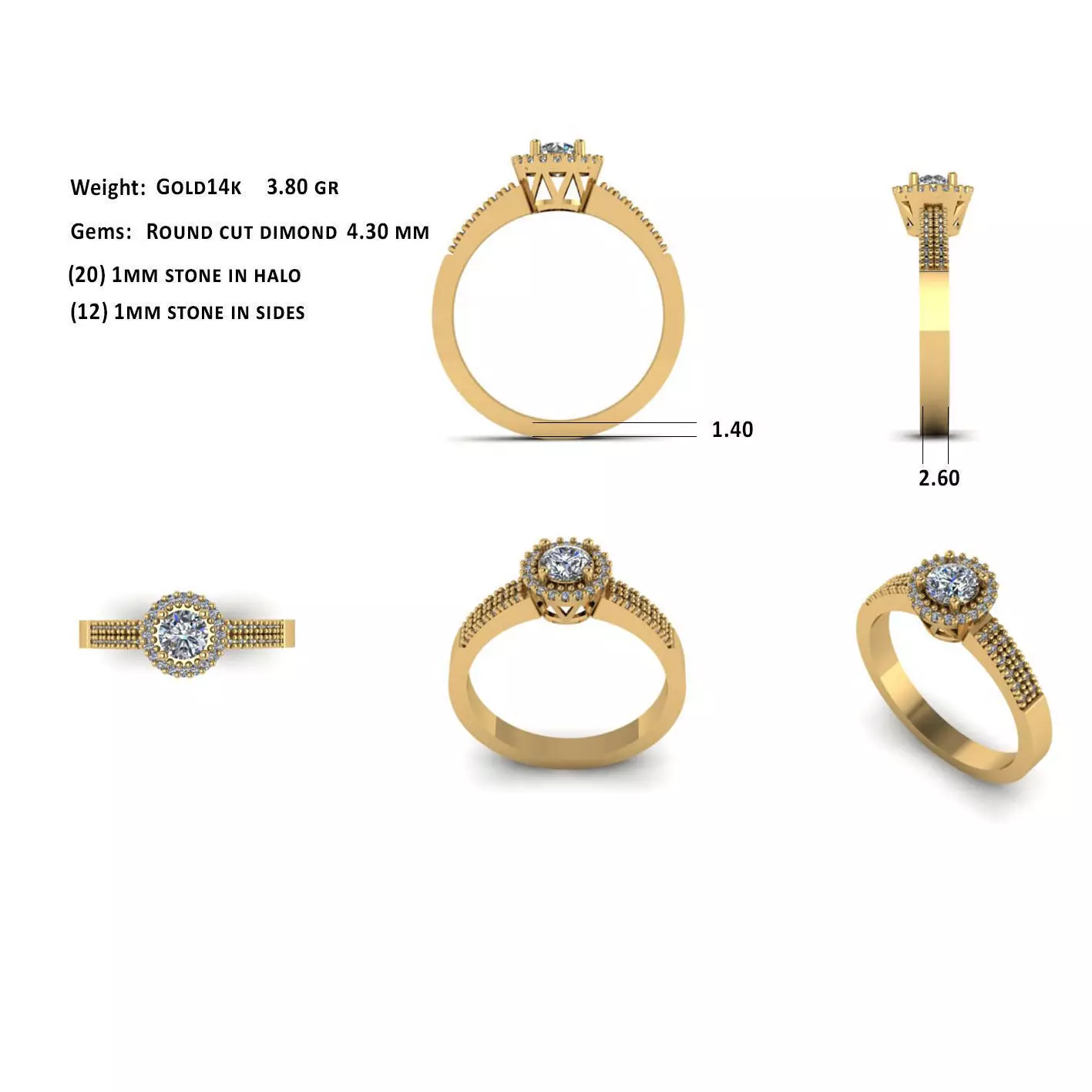 solitaire jewelry ring  3D print model_0