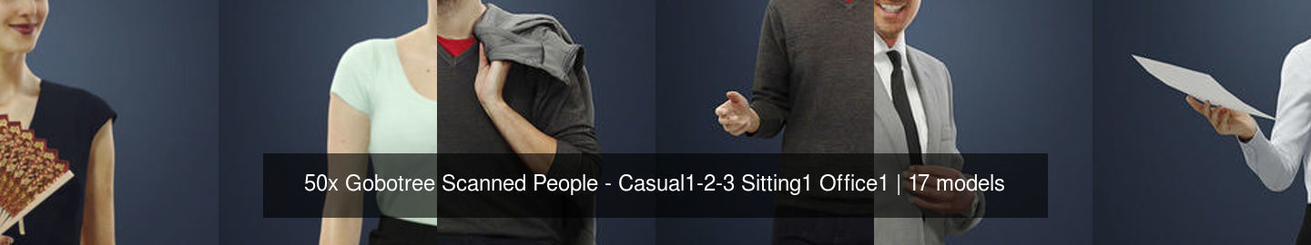 50x Scanned Man Woman People - Casual1-2-3 Sitting1 Office1 3D Model Collection_2