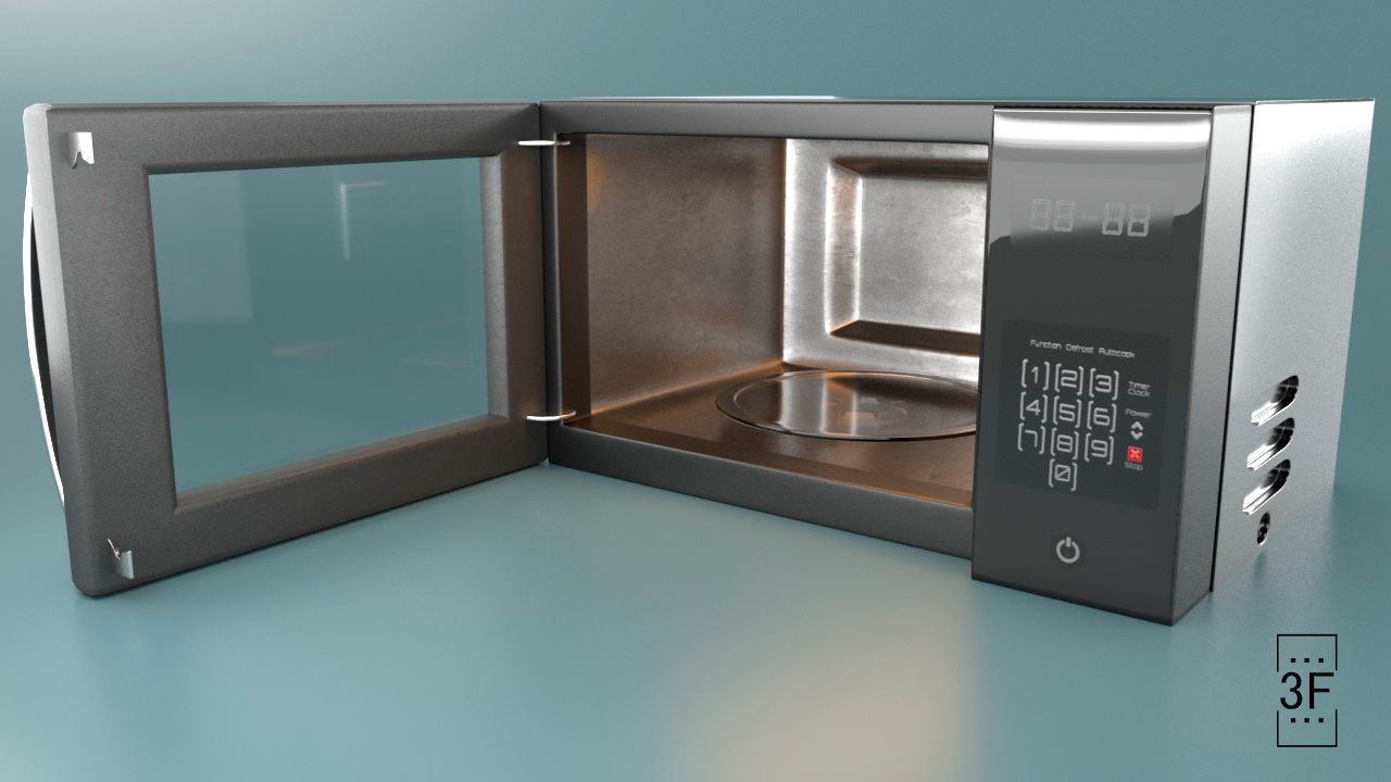 Microwave oven Low-poly 3D model_4