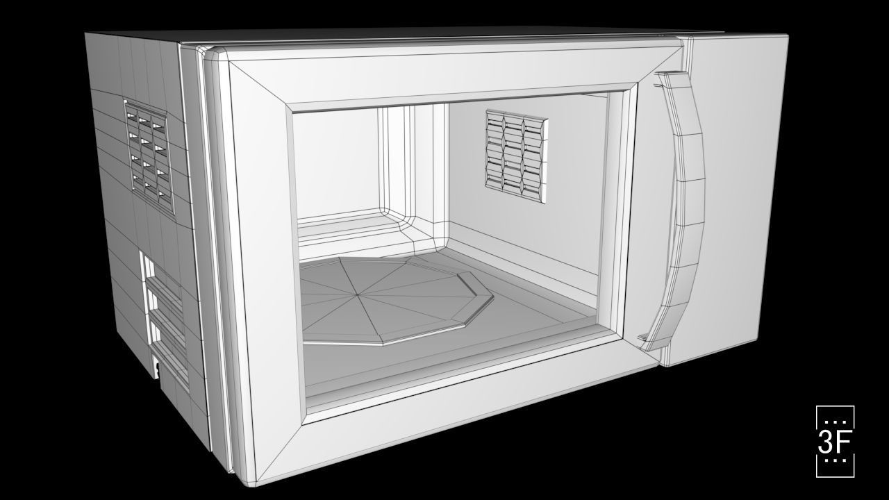 Microwave oven Low-poly 3D model_8