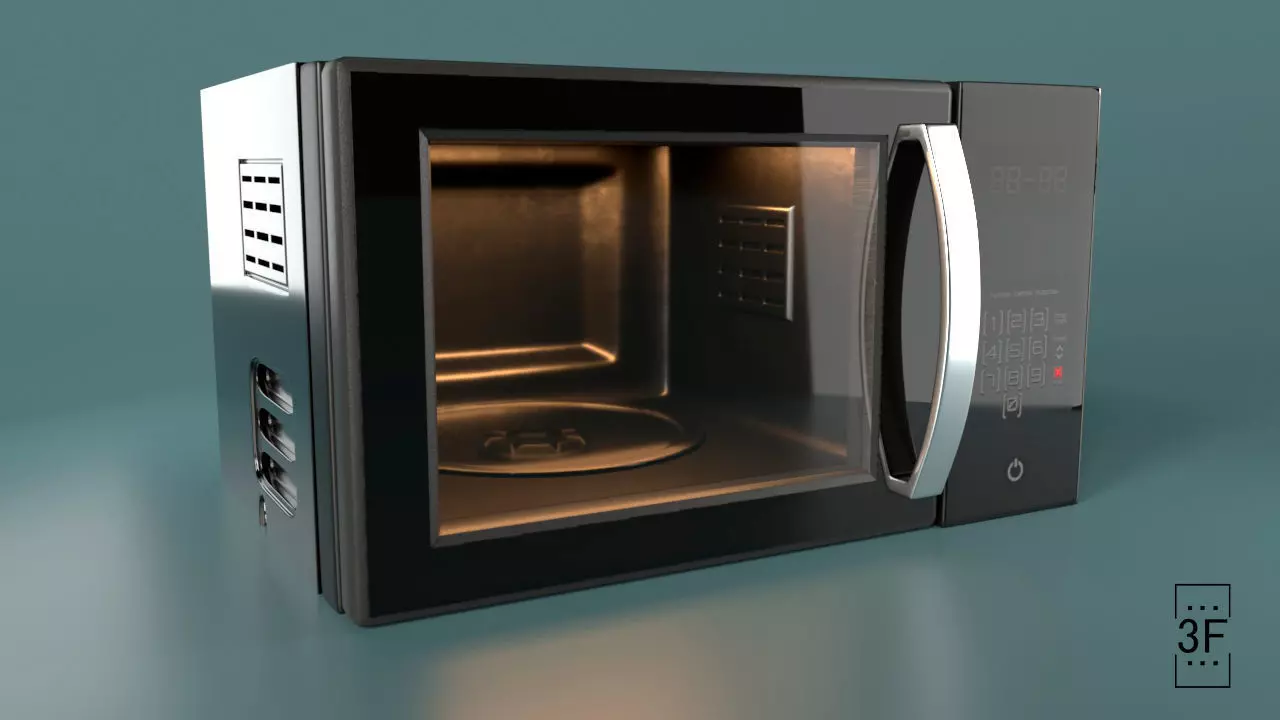 Microwave oven Low-poly 3D model_0