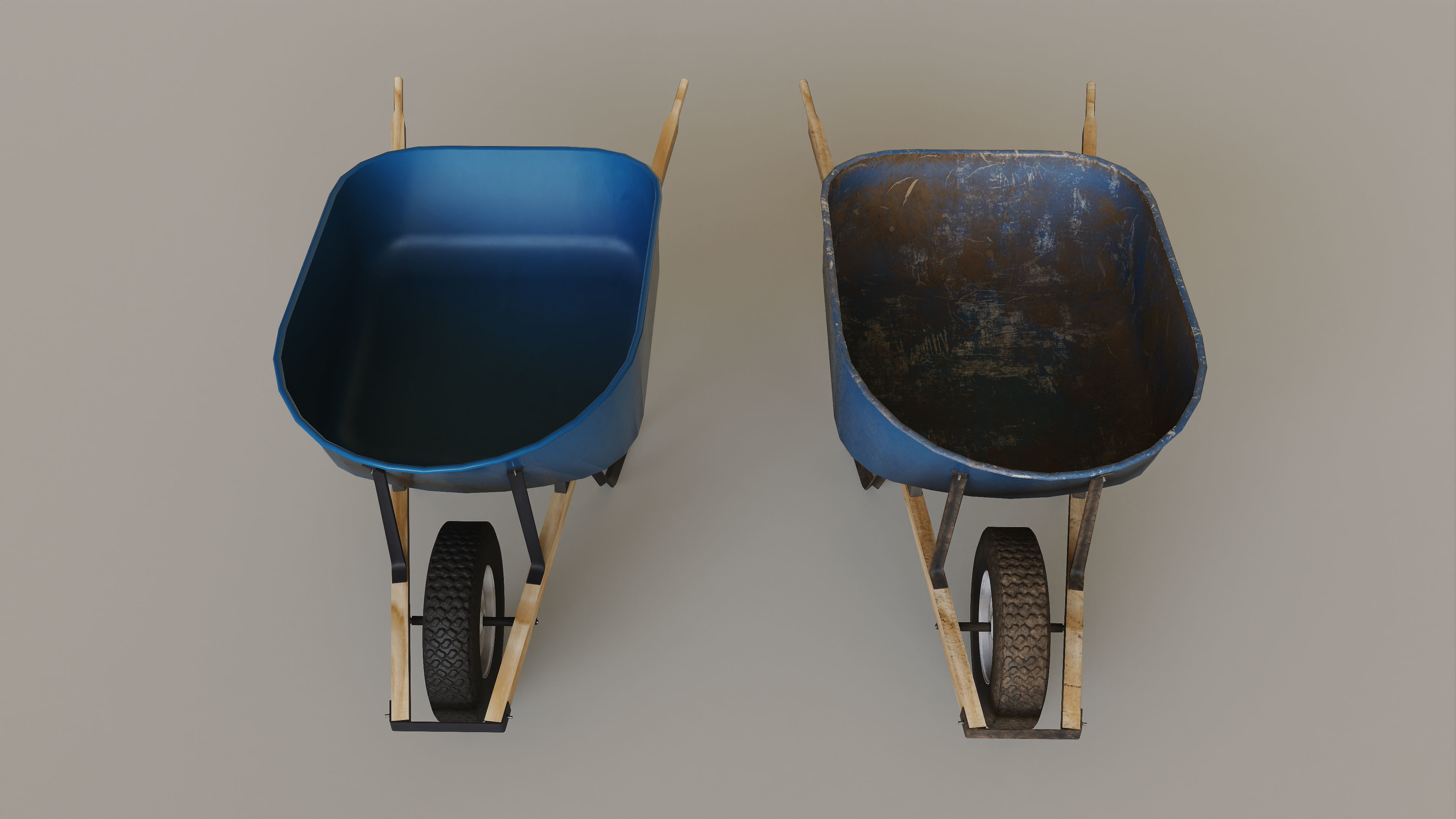 Outdoor Tools And Wheelbarrow Low-poly 3D model_7