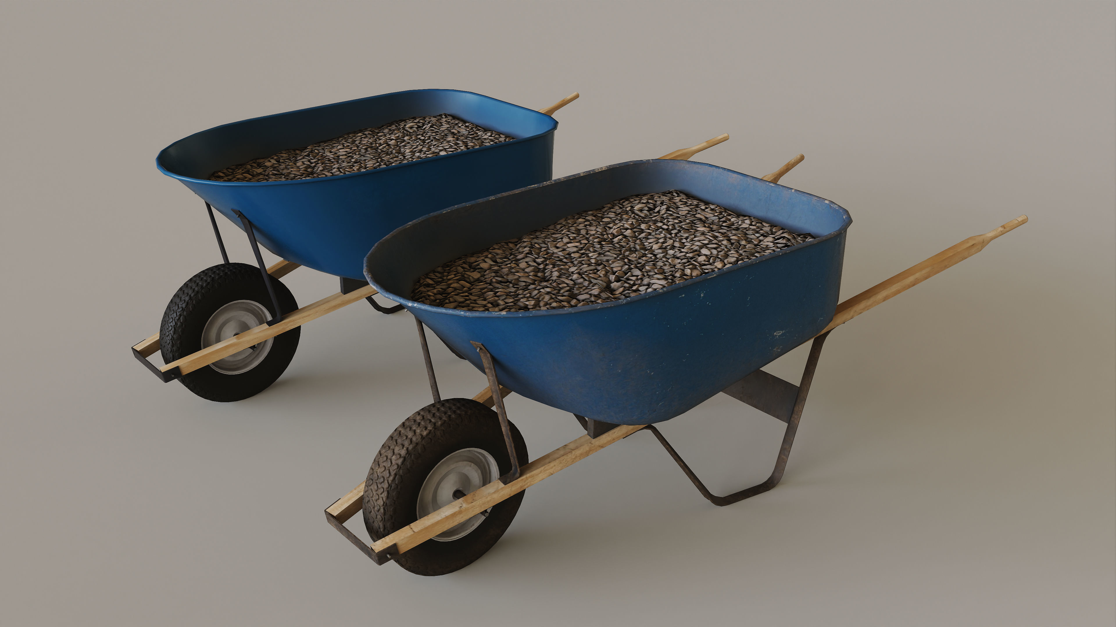 Outdoor Tools And Wheelbarrow Low-poly 3D model_3