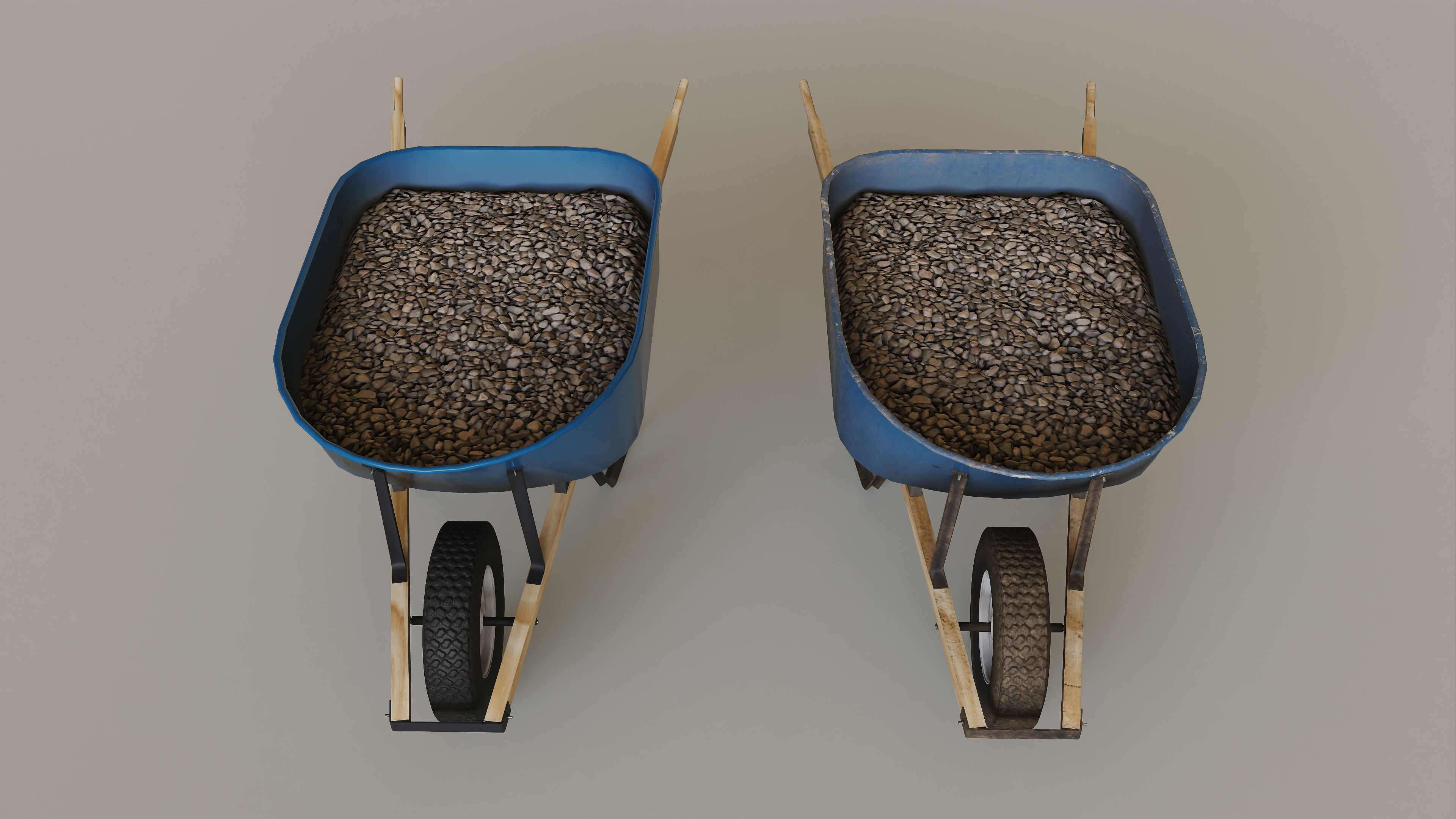 Outdoor Tools And Wheelbarrow Low-poly 3D model_9