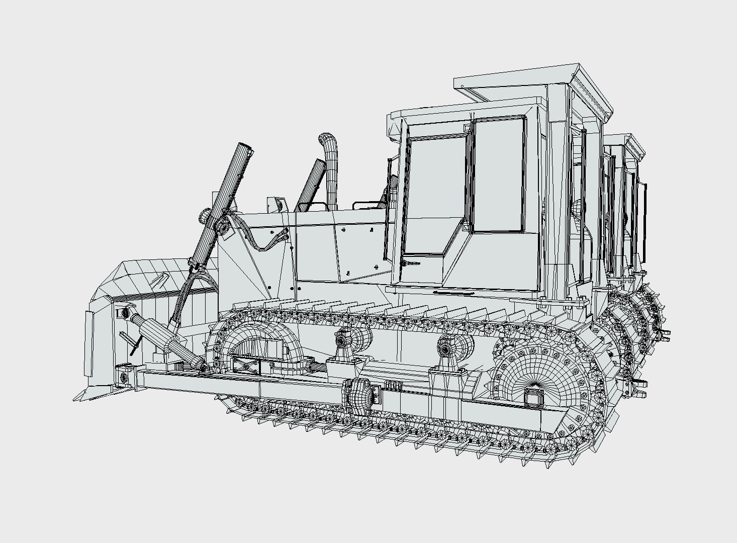 Bulldozer - Bulldozers Low-poly 3D model_7
