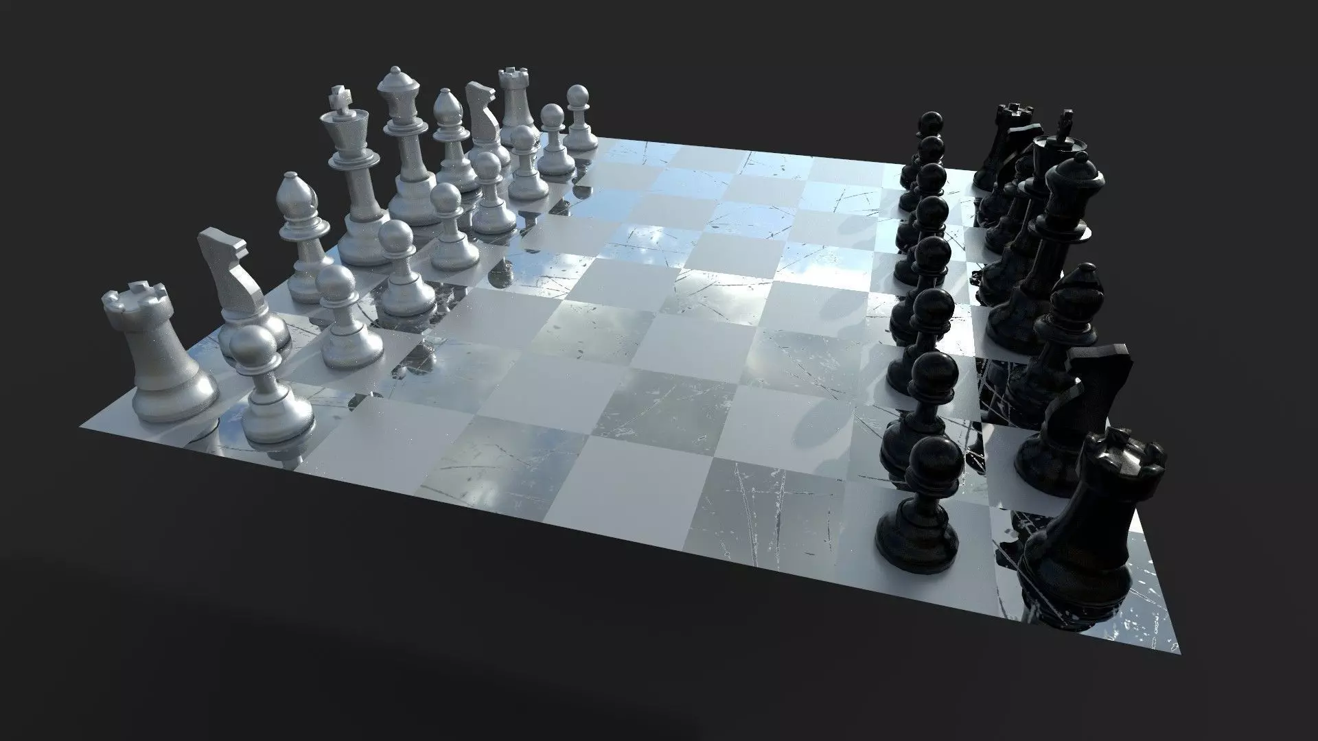 Chess 3D Model board with pieces 3D model_0