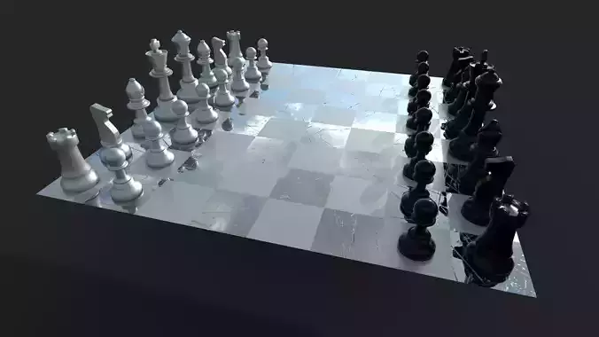 Chess 3D Model board with pieces 3D model