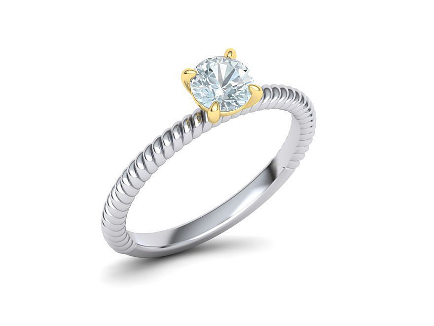 Rope design Engagement ring Solitaire ring 3dmodel  3D print model_21