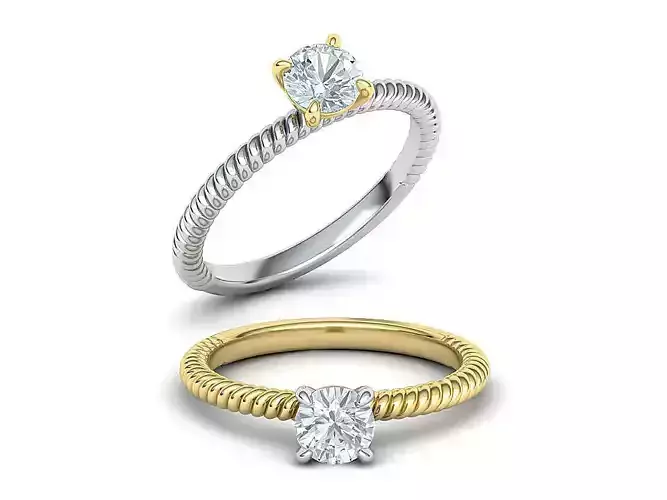 Rope design Engagement ring Solitaire ring 3dmodel  3D print model