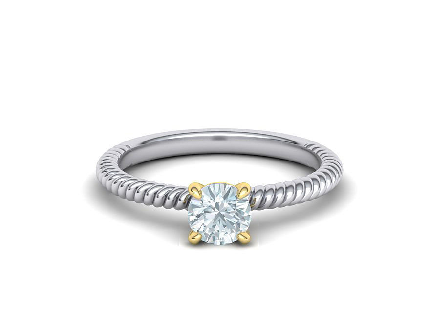 Rope design Engagement ring Solitaire ring 3dmodel  3D print model_3