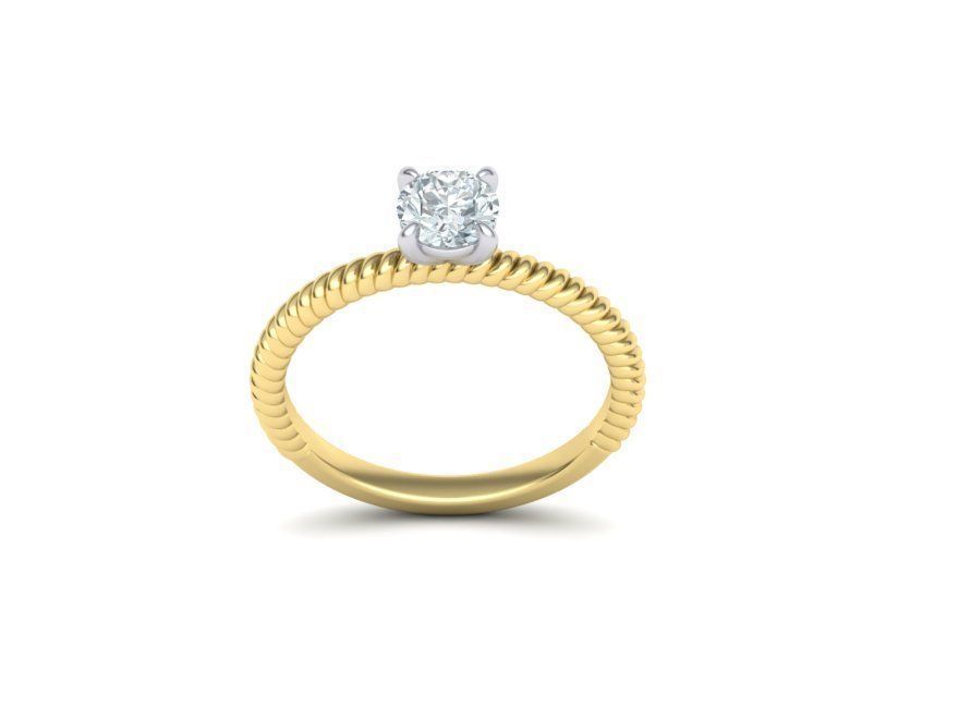 Rope design Engagement ring Solitaire ring 3dmodel  3D print model_16