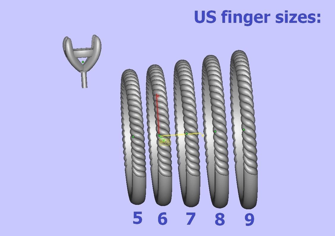 Rope design Engagement ring Solitaire ring 3dmodel  3D print model_12