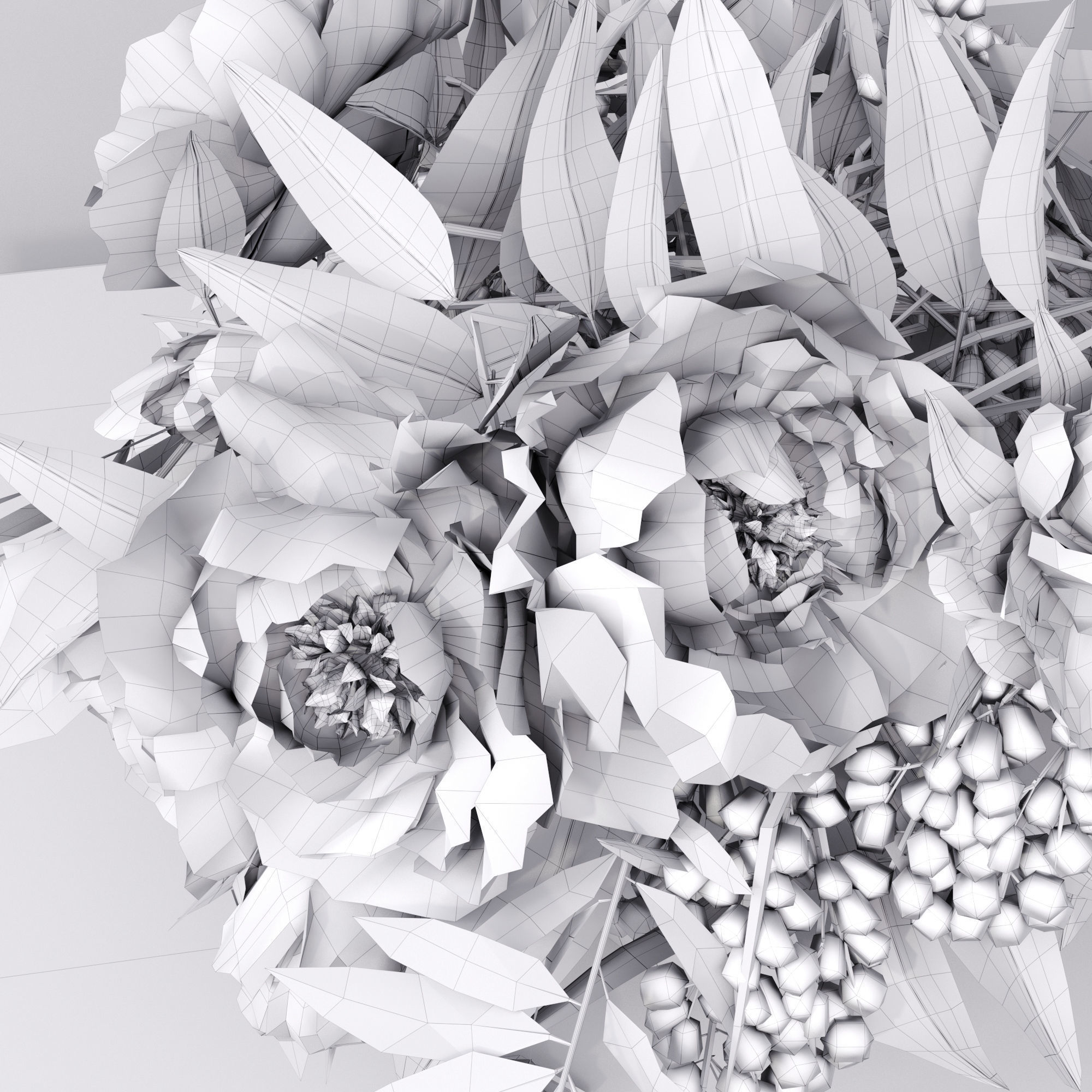 Red Peonies Vase Decorative Set 3D model_14