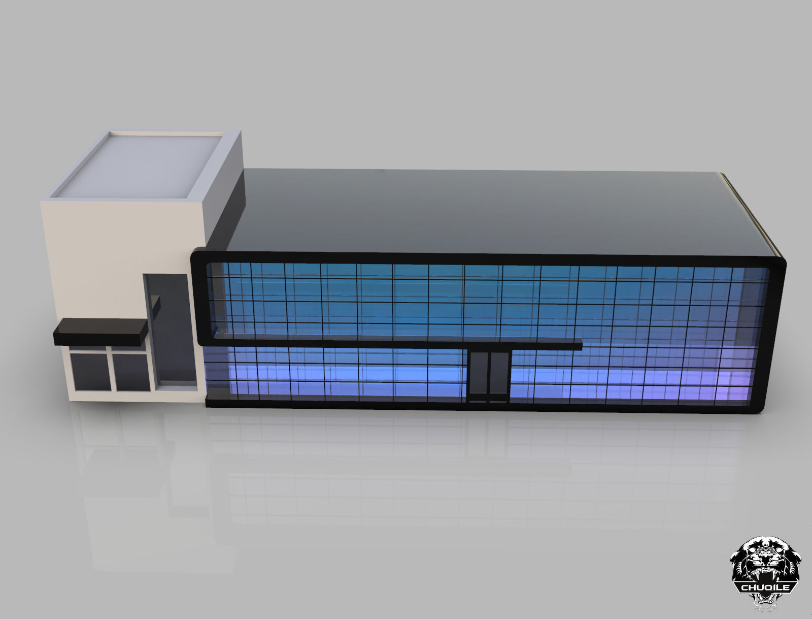Modern Building Sports Low-poly 3D model_4