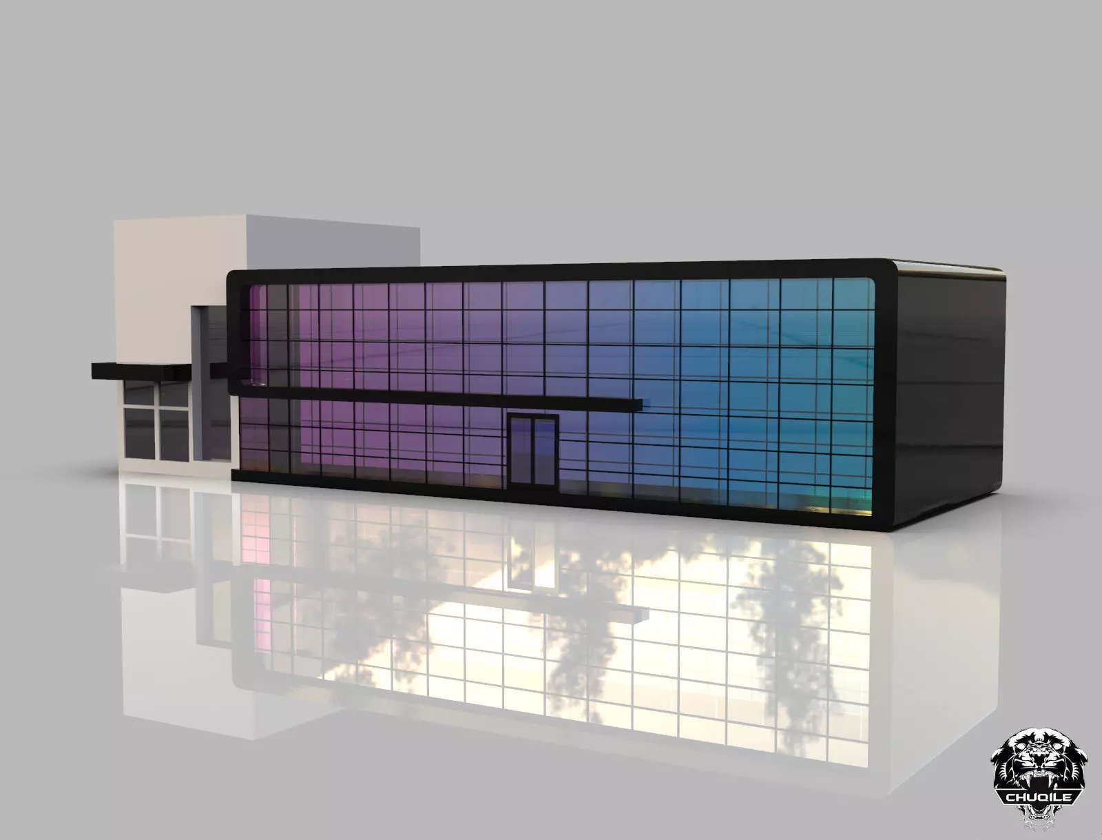 Modern Building Sports Low-poly 3D model_0
