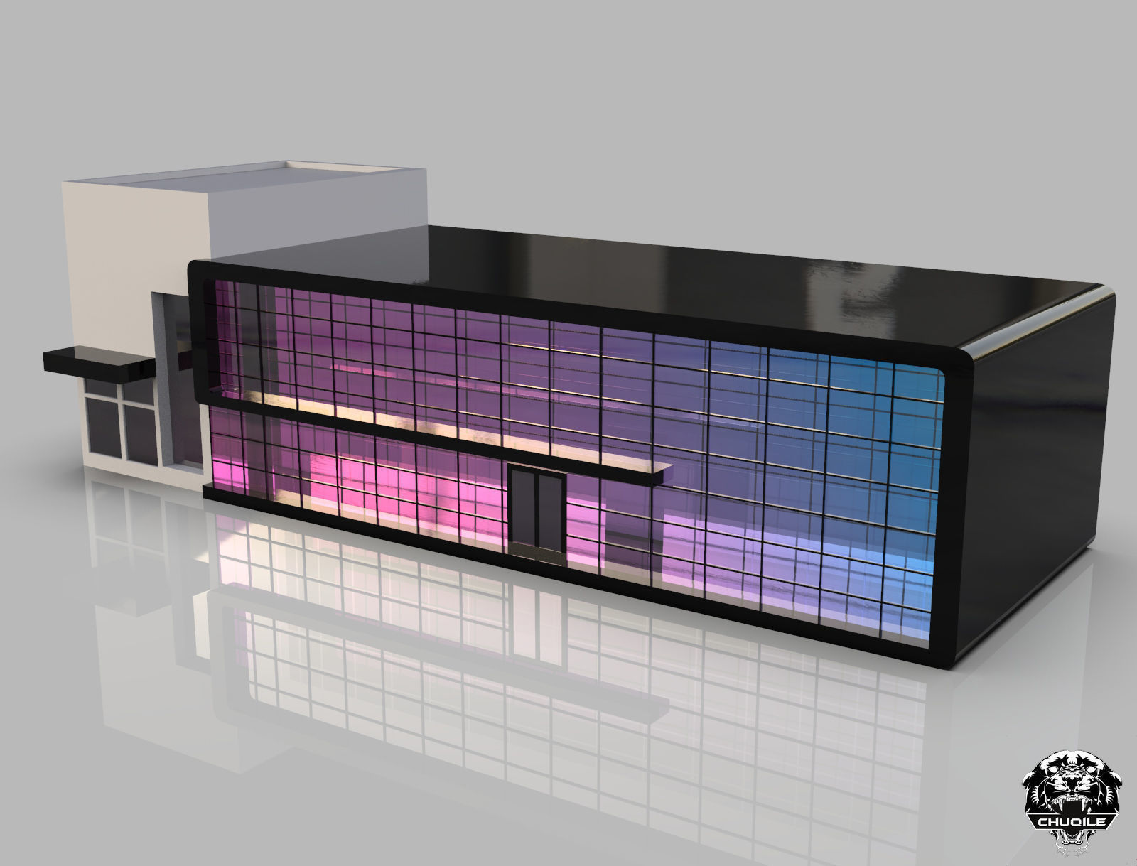 Modern Building Sports Low-poly 3D model_1